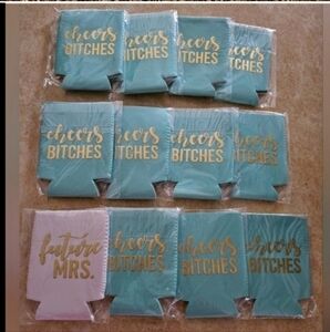 Blue and White Bridal Can Coozies